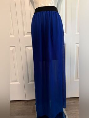MILKYWAY, Royal Blue Sheer Maxi Skirt, Size L